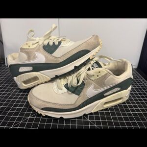 Nike Air Max Sneakers in White, Cream & Dark Green